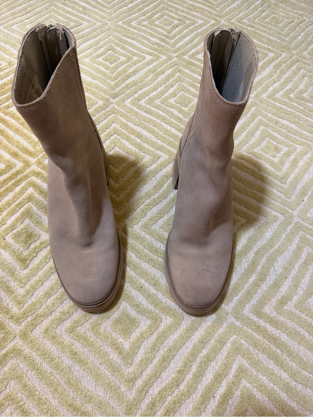 Dolce Vita Taupe Suede Ankle Booties with Block Heel